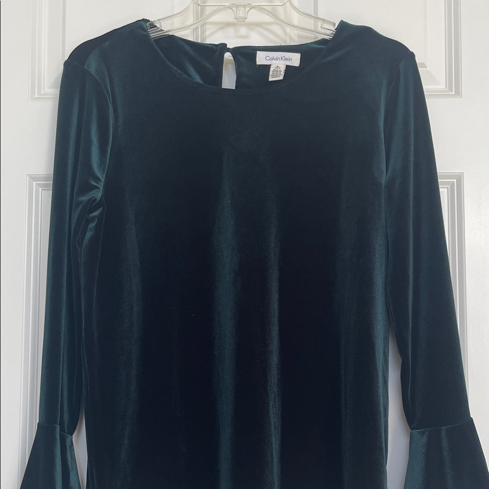 Calvin Klein Deep Green Velvet Blouse